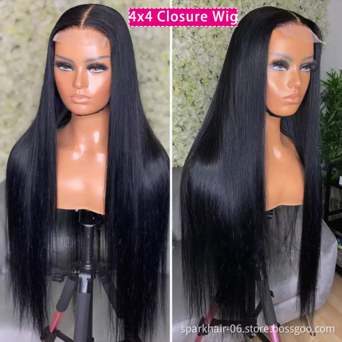 30 32 34 36 38 40 Inch HD/Transparent Lace Frontal Human Hair Wig, Nature Cuticle Aligned 13x6 Long Straight Lace Closure Wigs